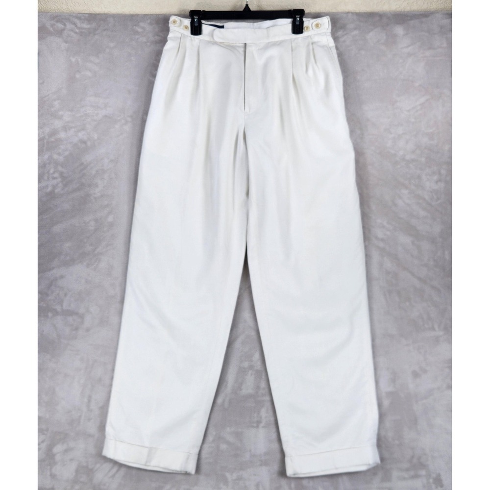 Polo Ralph Lauren Polo Golf Pants Mens 34x34 White Pleated Lined Silk Twill